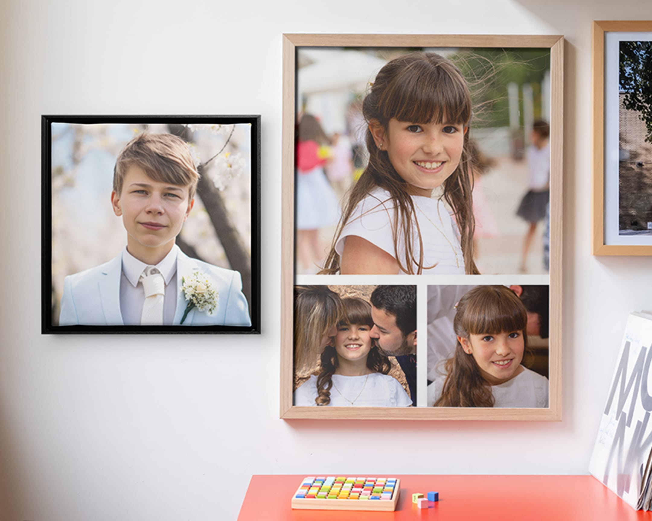 Déco photo présentée avec un pêle-mêle et des modèles sans pêle-mêle