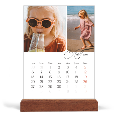 Calendrier de bureau support bois - portrait  — Instantanés et calligraphie [Avril]