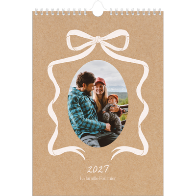 Calendrier photo A4 (20 x 30 cm) — Kraft et nœud [couverture]