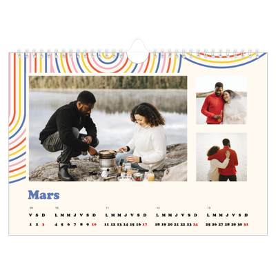 Calendrier photo A4 — Rayures rétros [Mars]