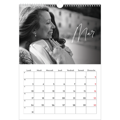 A3 Calendrier annuel — Écriture élégante [Mars]