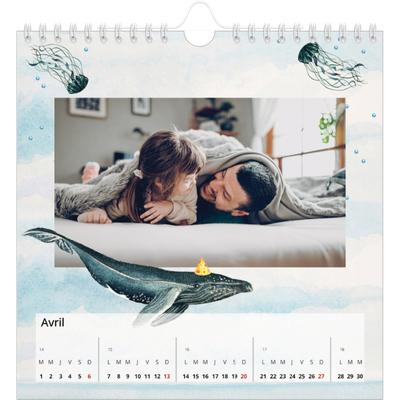 Calendriers annuels carré — Safari aquarelle [Avril]