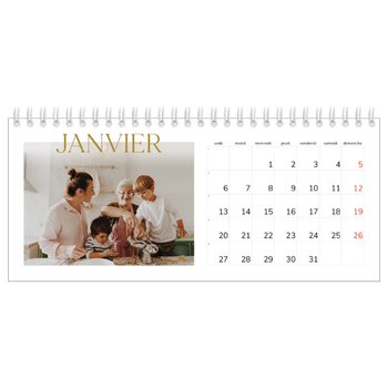 Calendrier de bureau — Large texte Doré