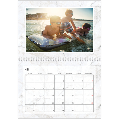 Calendrier photo A4 double (30 x 40 cm) — Effet marbre [couverture]