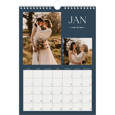 Calendrier photo A4 (20 x 30 cm) — Ardoise et sérifs [Janvier]