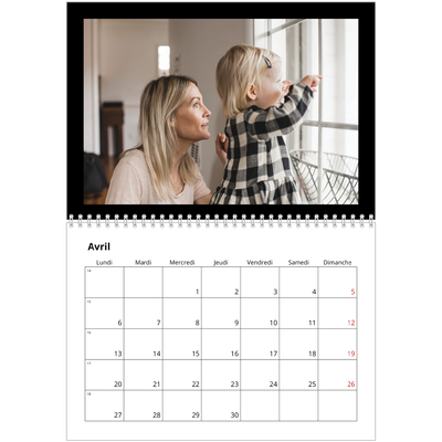 Calendrier photo A4 double (30 x 40 cm) — Bodures noires [Avril]