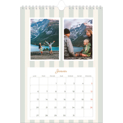 Calendrier photo A4 (20 x 30 cm) — Lettrages et rayures [Janvier]