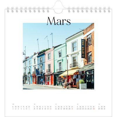 Calendriers annuels carré — Mon carnet de voyage [Mars]