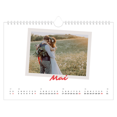Calendrier photo A4 — Signature carmin [Mai]