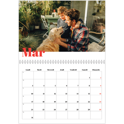 Calendrier photo A4 double (30 x 40 cm) — Une année audacieuse [Mars]