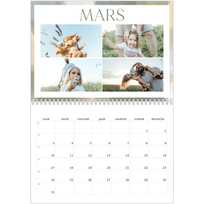 Calendrier photo A4 double (30 x 40 cm) — Effet pinceau [Mars]
