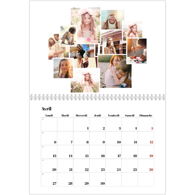 Calendrier photo A4 double (30 x 40 cm) — Formes et collage [Avril]