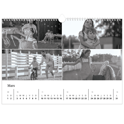 Calendrier photo A3 — Noir et blanc élégant [Mars]