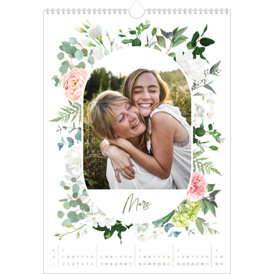 A3 Calendrier annuel — Fleurs traditionelles [Mars]