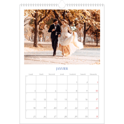 A3 Calendrier annuel — Classique cobalt [Janvier]