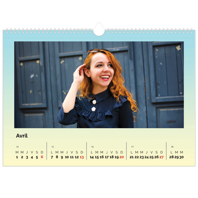 Calendrier photo A3 — Dégradé pastel [Avril]