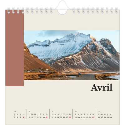 Calendriers annuels carré — Vues du monde [Avril]