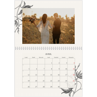 Calendrier photo A4 double (30 x 40 cm) — Encre & lierre [Avril]