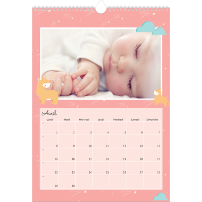 A3 Calendrier annuel — Mes petits animaux [Avril]