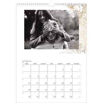 Calendrier photo A3 — Gouden bloemenversiering