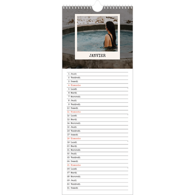 Calendrier mural long  — L'édition portrait [Janvier]