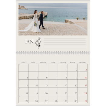 Calendrier photo A4 double — Initiales fleuries