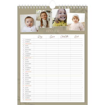 Calendrier photo A4 — Agenda terre à terre - Famille de 4