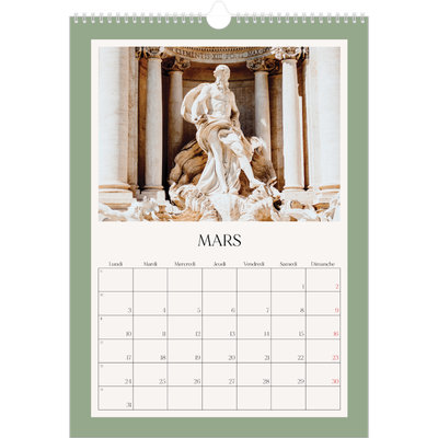 A3 Calendrier annuel — Couleurs classiques [Mars]
