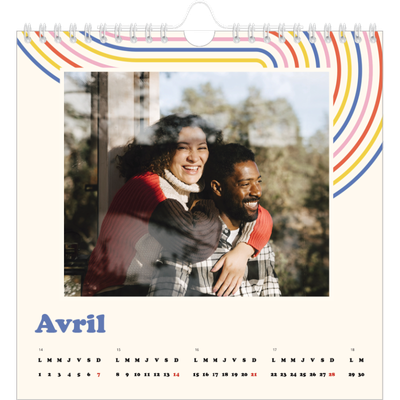 Calendriers annuels carré — Rayures rétros [Avril]