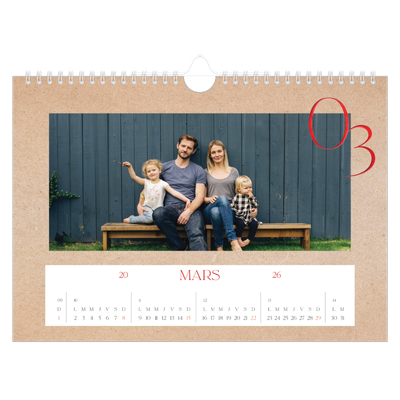 Calendrier photo A4 — Touches de rouge [Mars]