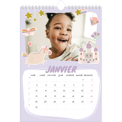 Calendrier photo A4 (20 x 30 cm) — Licorne magique [Janvier]