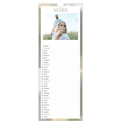 Calendrier mural long  — Effet pinceau [Mars]