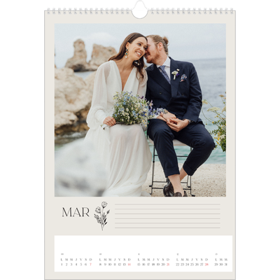 A3 Calendrier annuel — Initiales fleuries [Mars]