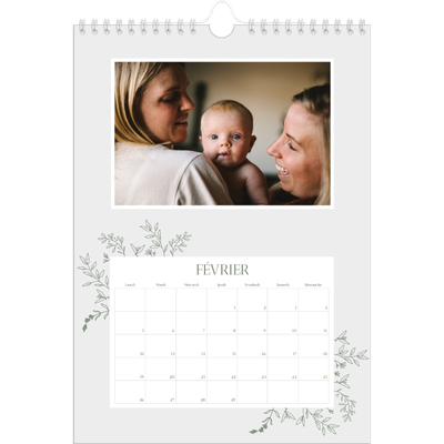 Calendrier photo A4 (20 x 30 cm) — Fleurs dessinées [Février]