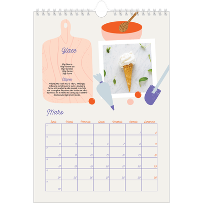 Calendrier photo A4 (20 x 30 cm) — Une année de recettes [Mars]
