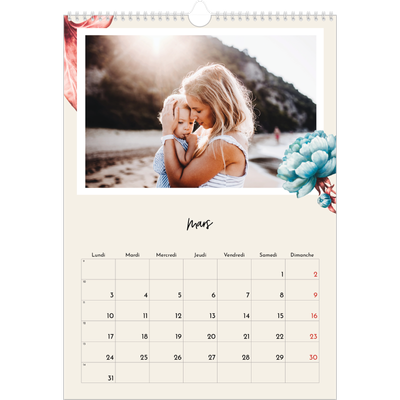 A3 Calendrier annuel — Fleurs entremélées [Mars]