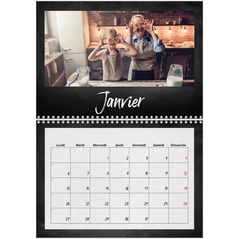 Calendrier photo A4 double — Tableau et craie