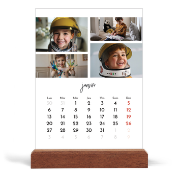 Calendrier de bureau support bois - portrait — Arrangements photo