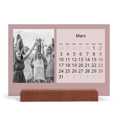 Calendrier de bureau support bois - paysage   — Neo Scandi [Mars]