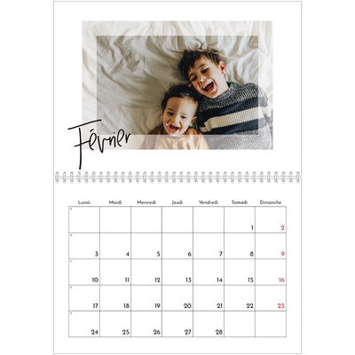 Calendrier photo A4 double (30 x 40 cm) — Cadre clair [Février]