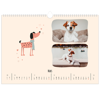 Calendrier photo A3 — Pattes de chien et gribouillis [Mars]