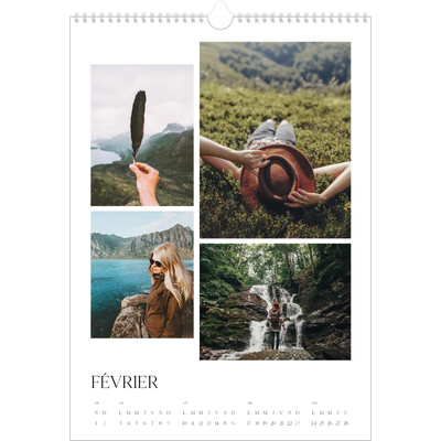 A3 Calendrier annuel — Surf & couchers de soleil [Février]