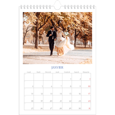 Calendrier photo A4 (20 x 30 cm) — Classique cobalt [Janvier]
