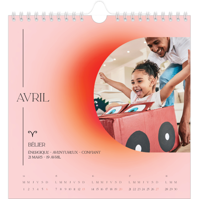 Calendriers annuels carré — Dégradé astrologique [Avril]