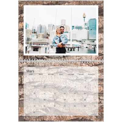 Calendrier photo A4 double (30 x 40 cm) — Bois à l'état pur [Mars]