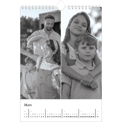 Calendrier photo A4 (20 x 30 cm) — Noir et blanc élégant [Mars]