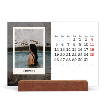 Calendrier de bureau support bois - paysage — L'édition portrait