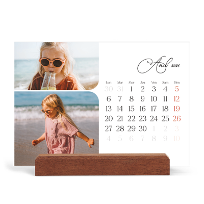 Calendrier de bureau support bois - paysage   — Instantanés et calligraphie [Avril]