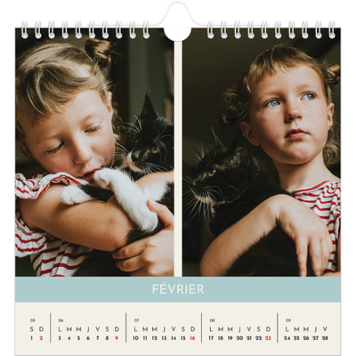 Calendriers annuels carré — Chapitres pastel [Février]