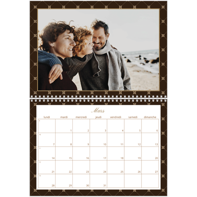Calendrier photo A4 double (30 x 40 cm) — Noir et blanc vintage [Mars]